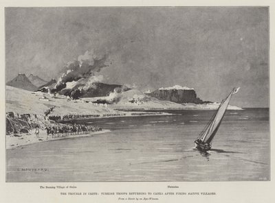 The Trouble in Crete, Turkish Troops returning to Canea after firing Native Villages by Charles Auguste Loye